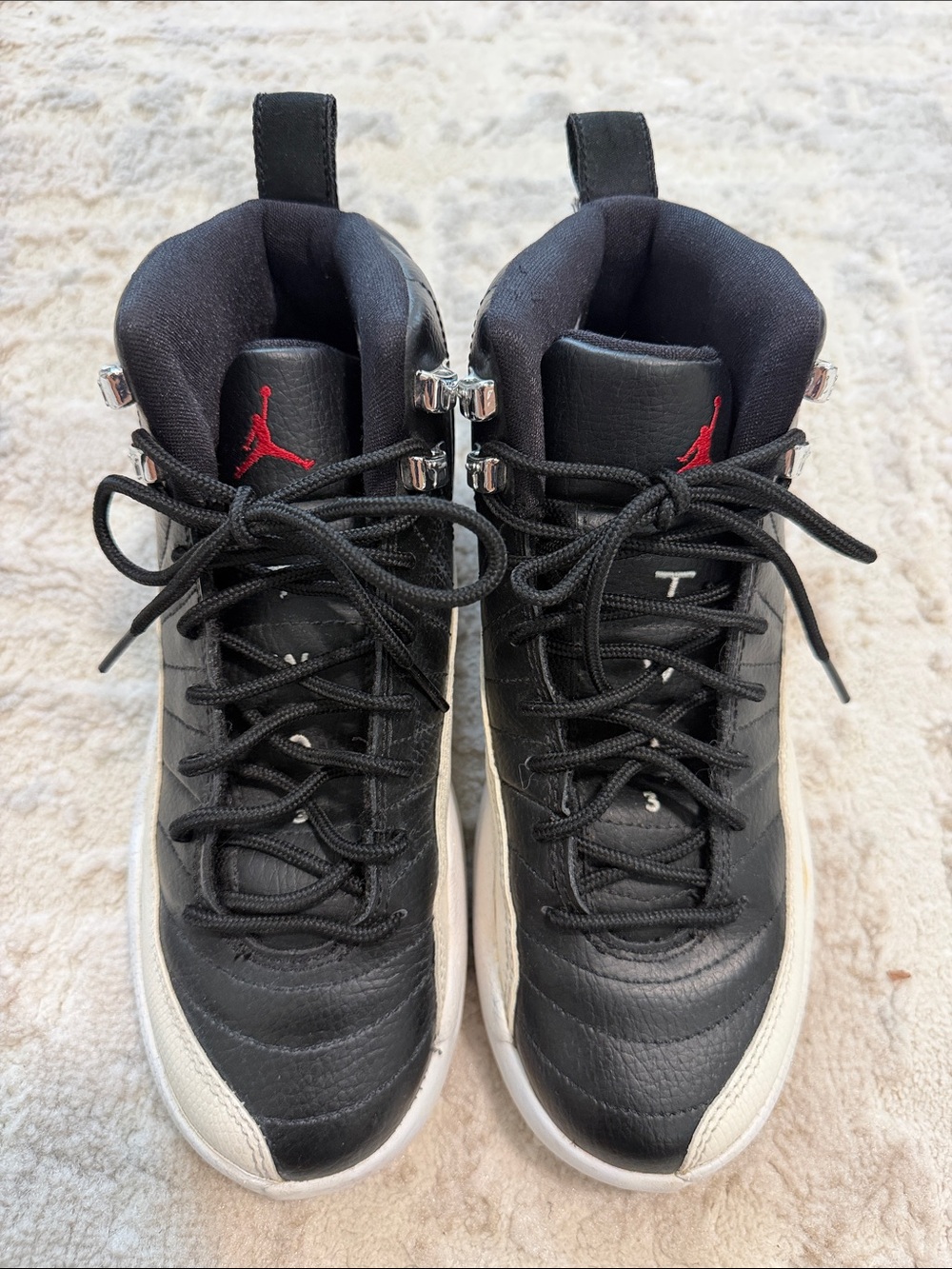 Air Jordan 12 Black/White Red Jumpman High-Top Sneakers